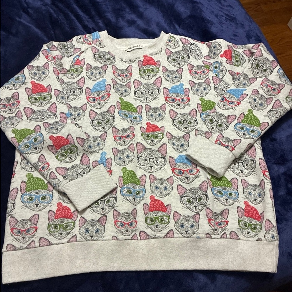 Cat Print Sweatshirt - Multicolor SM Wardrobe brand - Picture 2 of 7